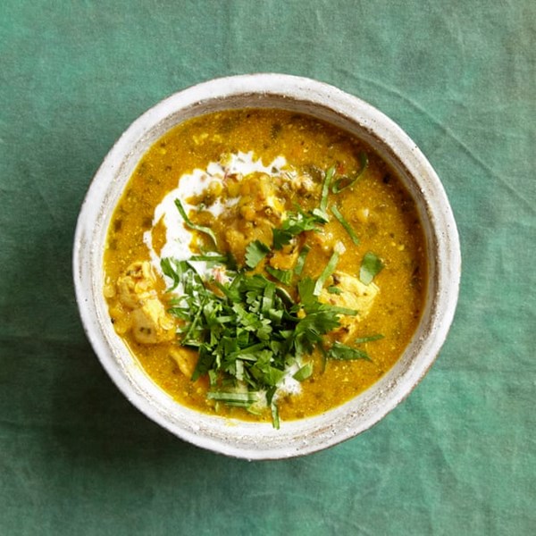 Chicken, lentil & fresh turmeric soup