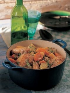 Chicken, lentil and root vegetable casserole