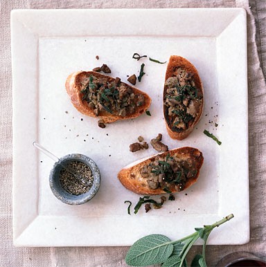 Chicken liver and sage crostini