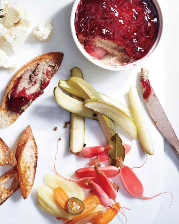 Chicken-liver mousse with raspberry jelly