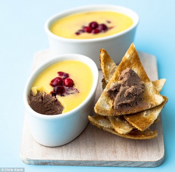Chicken liver parfait with cranberry butter
