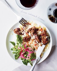 Chicken livers with bacon, watercress and dirty rice