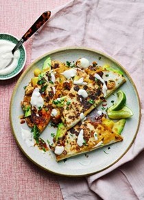 Chicken, mango + avocado tacos with lime crema