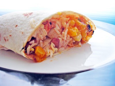 Chicken mango burritos
