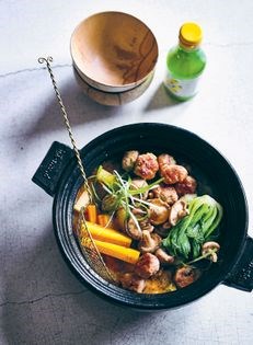 Chicken meatball and miso donabe