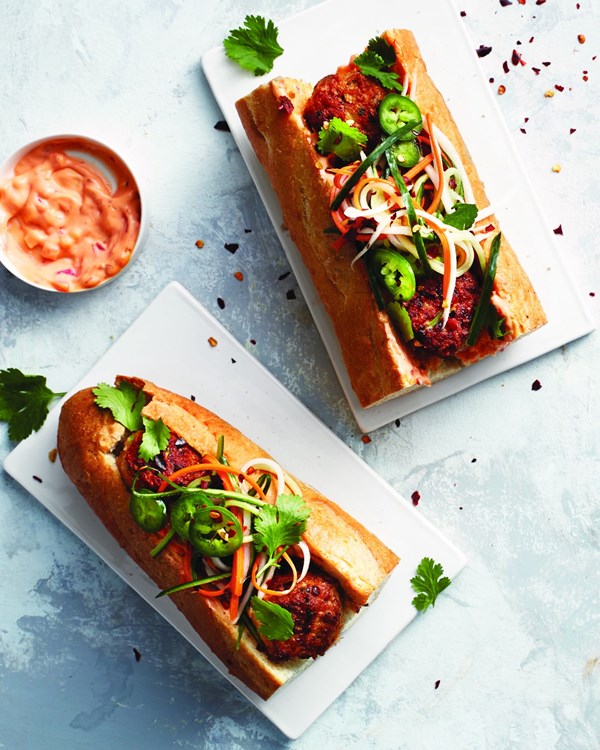Chicken meatball banh mi