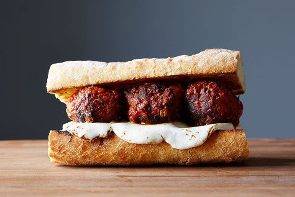 Chicken meatball sub with gobs of fresh mozzarella