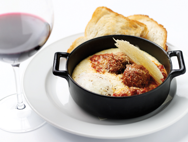 Chicken meatballs with polenta & tomato ragout