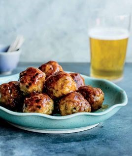 Chicken meatballs with sweet vinegar glaze (Toriniku dango no amasu an)