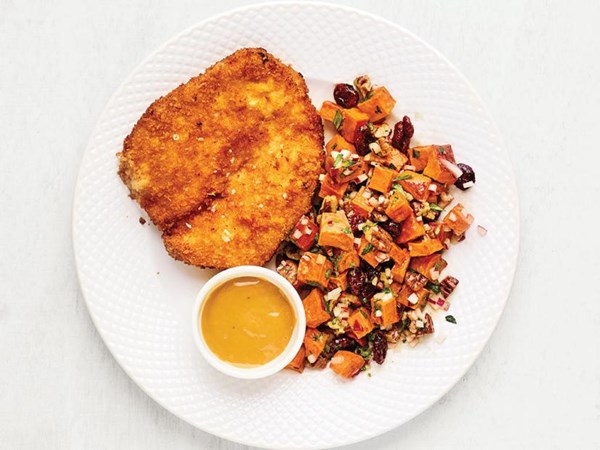 Chicken Milanese with sweet potato salad 