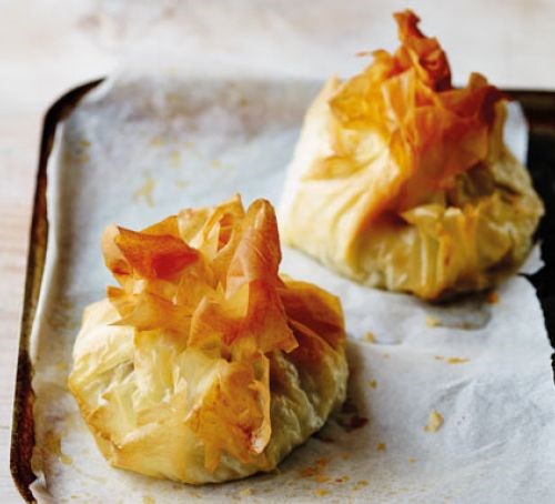Chicken, mozzarella & pesto filo parcels 