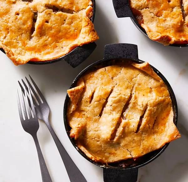 Chicken, mushroom, and bacon potpies
