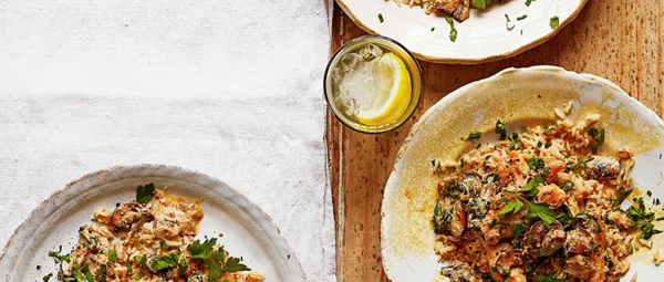 Chicken, mushroom and spinach Stroganoff
