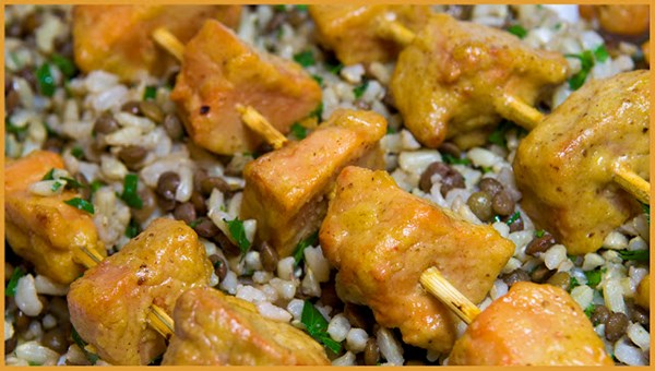 Chicken mushroom satay