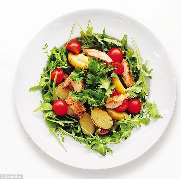 Chicken, new potatoes and cherry tomatoes