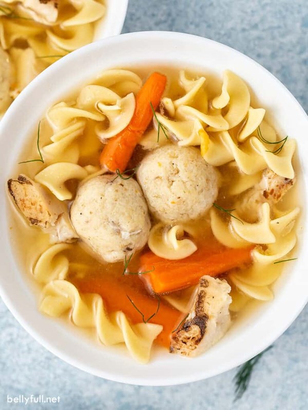 Chicken noodle soup with matzo balls