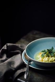 Chicken noodle soup with Omani limes
