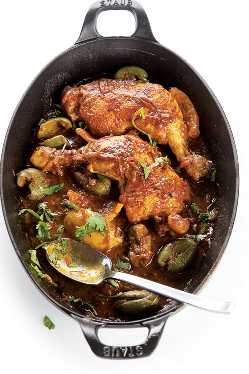 Chicken, olive, and lemon tagine (Djaj mqualli)