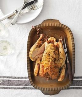 Chicken on a poultry stand