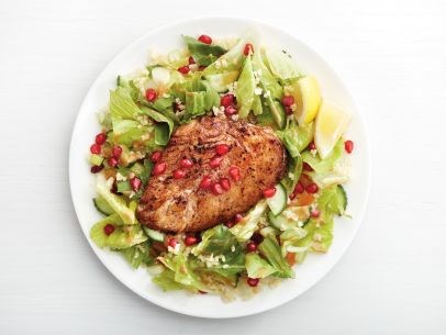 Chicken paillard with tahini dressing