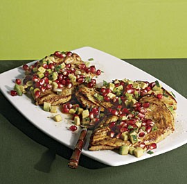 Chicken paillards with avocado and pomegranate salsa