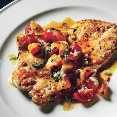 Chicken paillards with clementine salsa