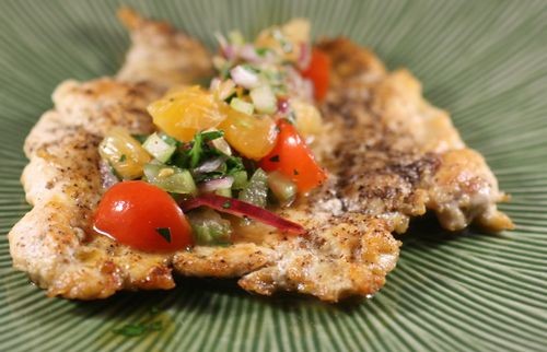 Chicken paillards with clementine salsa