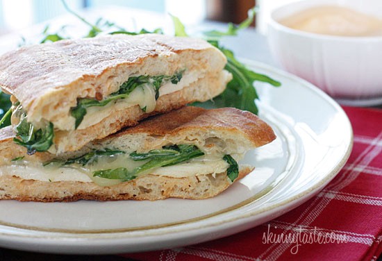 Chicken panini with arugula, provolone and chipotle mayonnaise