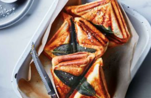 Chicken parfait, sage and caramelised onion jaffles
