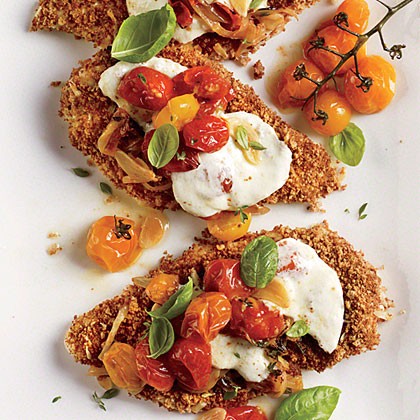 Chicken Parmesan with oven-roasted tomato sauce