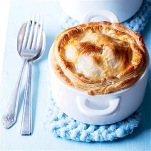 Chicken, pea and bacon pies