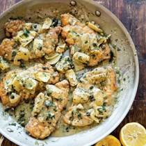Chicken piccata with artichokes