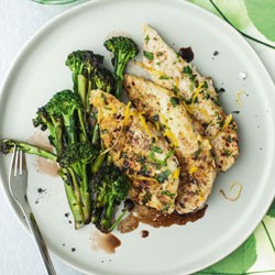 Chicken piccata with balsamic broccolini