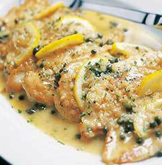 Chicken piccata with black olives