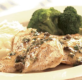 Chicken piccata with fried capers