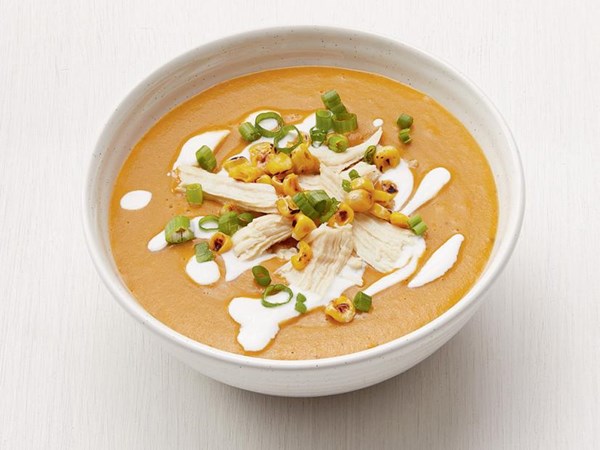 Chicken, poblano and corn tortilla soup