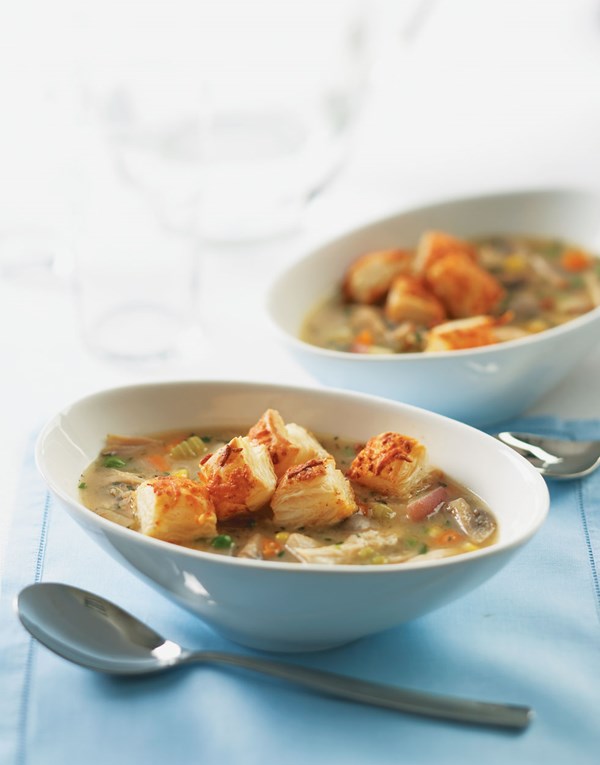 Chicken pot pie soup with butternut squash
