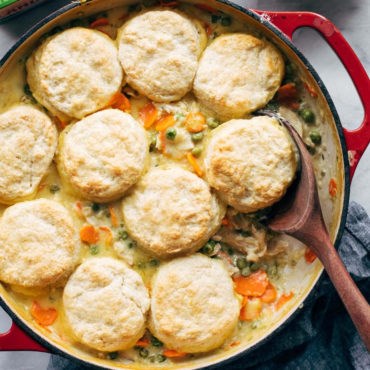 Chicken pot pie with biscuits