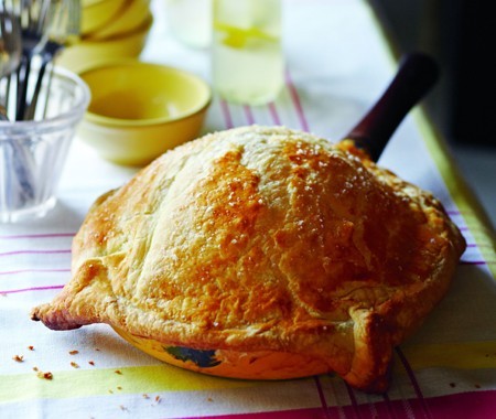 Chicken pot pie with winter root vegetables