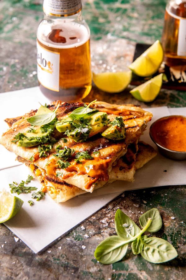 Chicken quesadillas with creamy chipotle sauce