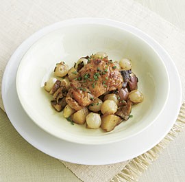 Chicken ragoût with shiitake and new potatoes