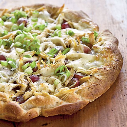 Chicken, red grape, and pesto pizza