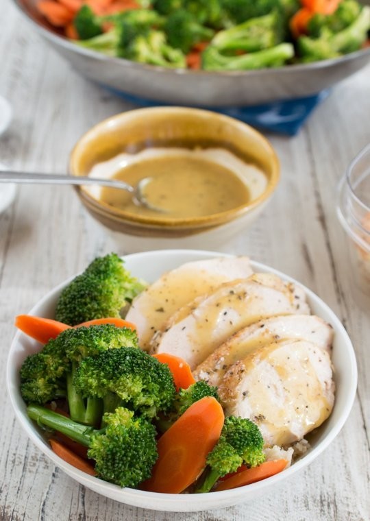 Chicken rice bowls with honey-mustard sauce