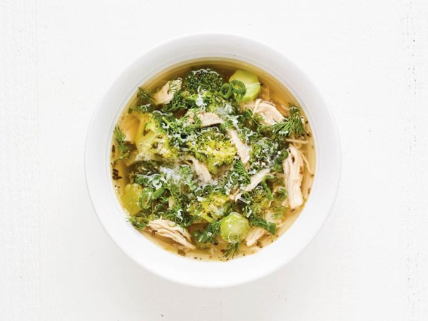 Chicken-rice soup with broccoli