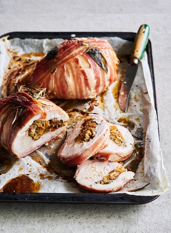 Chicken roasts with spiced quinoa stuffing