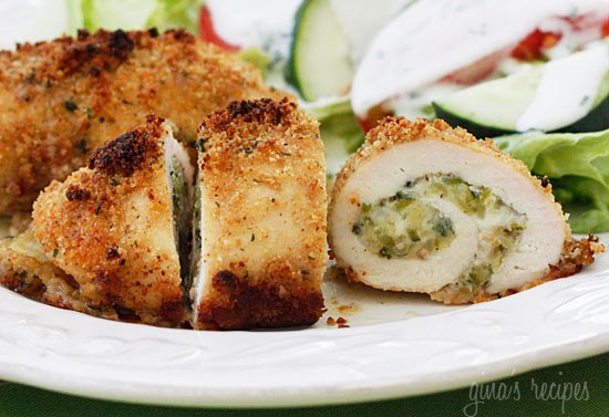 Chicken rollatini stuffed with zucchini and mozzarella