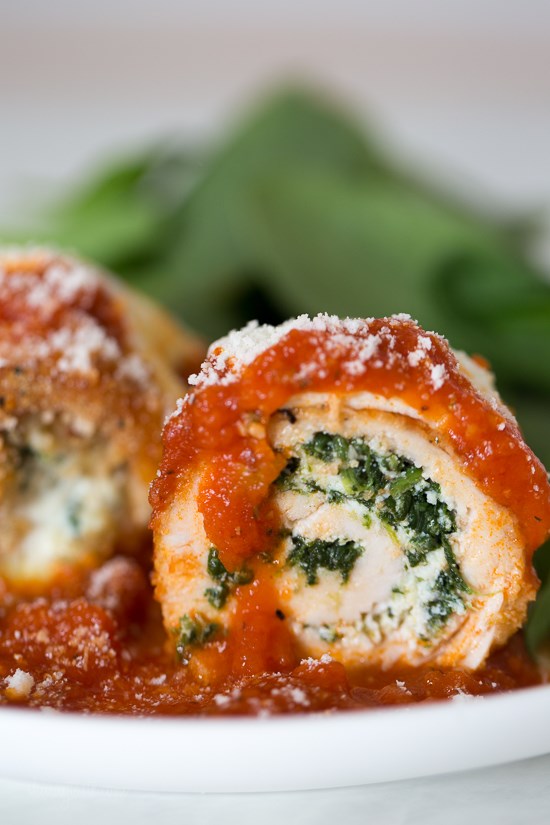 Chicken rollatini with spinach alla Parmigiana