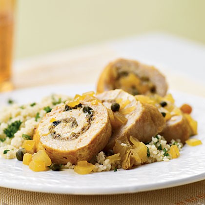 Chicken roulade with olive and simple preserved lemons