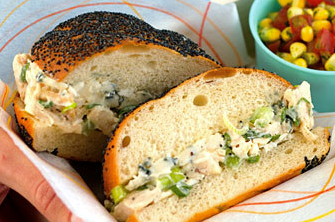 Chicken salad sandwiches with blue cheese