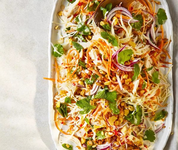 Chicken salad with chilli tahini dressing